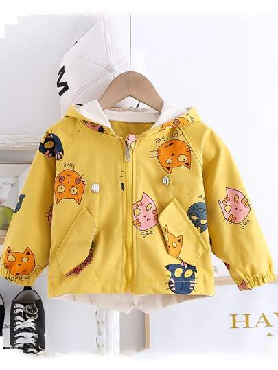 toddler boys cartoon graphic 3d ear design hooded coat