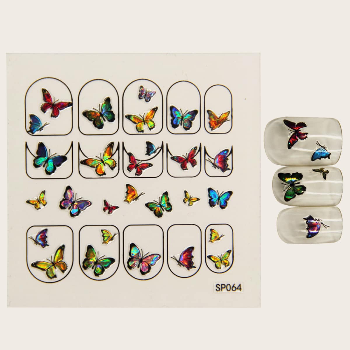 

1sheet Butterfly Pattern Nail Art Sticker, Multicolor