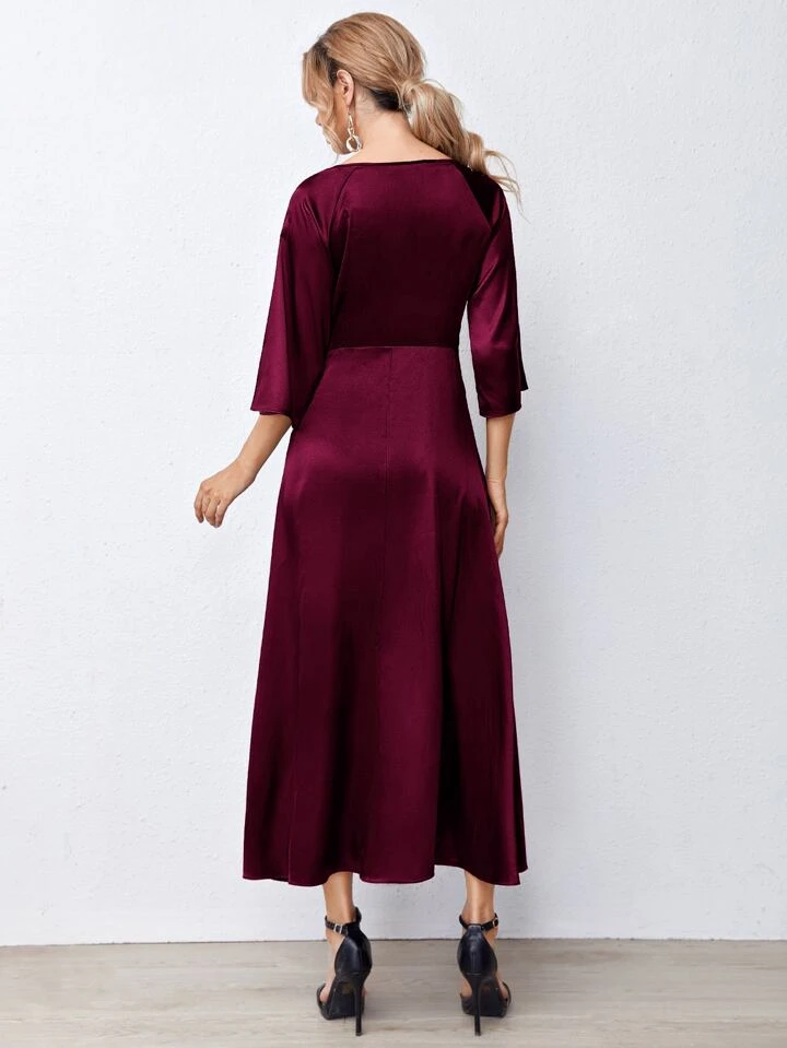 Our Raglan Sleeve Belted Satin Dress is such a vibe - ROMWE