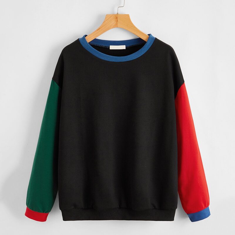 

Colorblock Drop Shoulder Sweatshirt, Multicolor