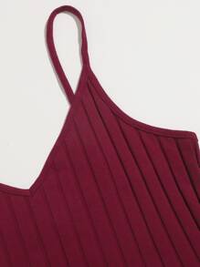 Muchica Top de tirantes corto unicolor tejido de canalé - Granate - Ver 4