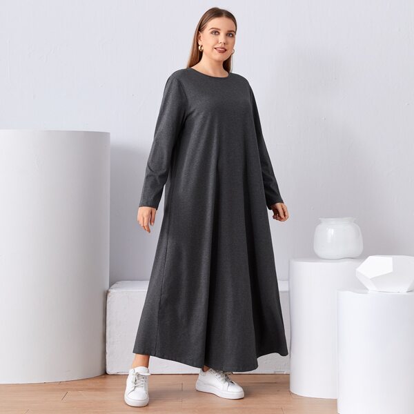 

Plus Solid Tee Dress, Dark grey