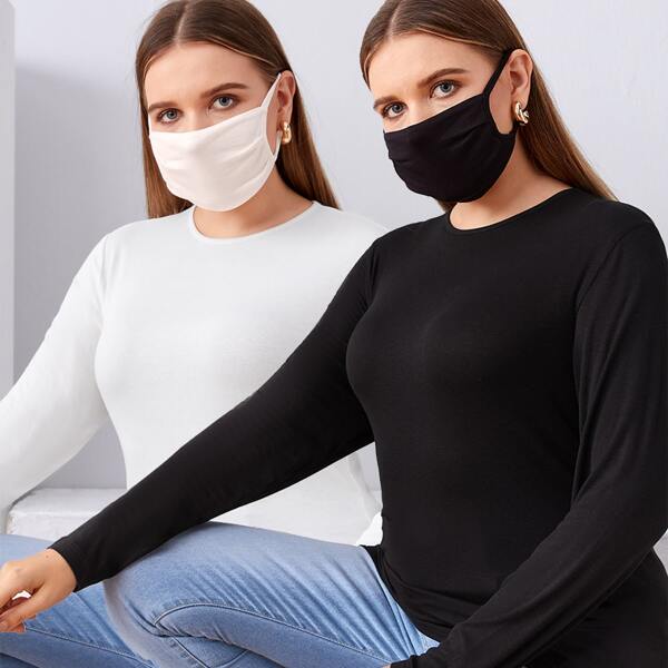 

Plus 2 Pack Tee Without Mask, Black and white