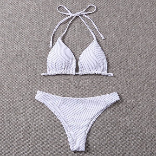 

Striped Triangle Bikini Swimsuit, Multicolor