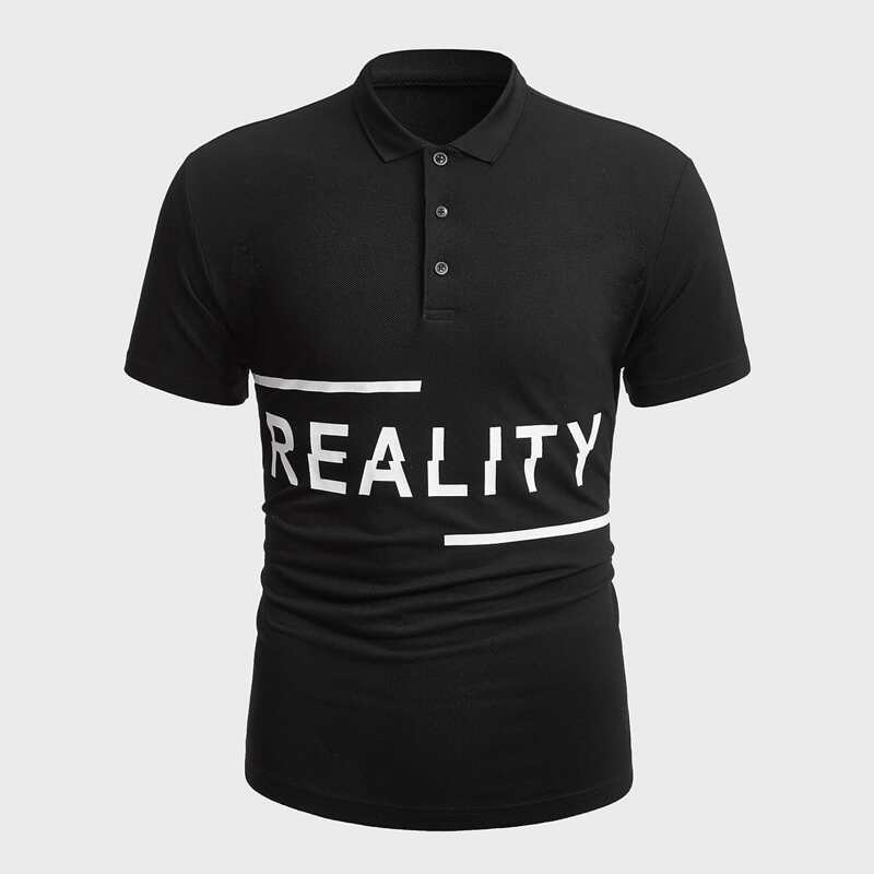 

Guys Letter Graphic Polo Shirt, Black