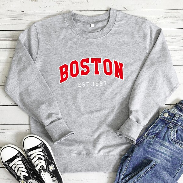 

Letter Graphic Drop Shoulder Sweatshirt, Light grey