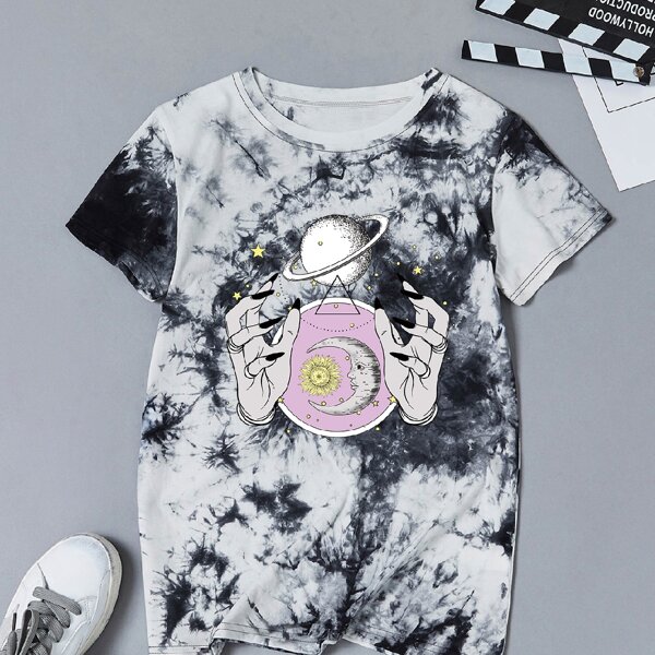 

Tie Dye Galaxy Print Tee, Multicolor