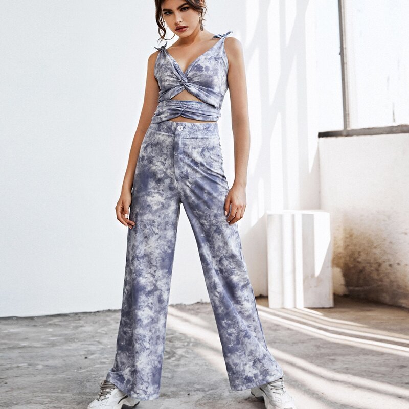 

High Waist Tie Dye Wide Leg Pants, Multicolor