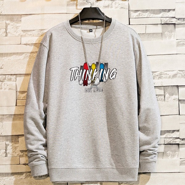 

Men Letter Graphic Sweatshirt Without Necklace, Grey