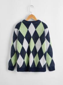 SHEIN Boys Argyle Pattern Cardigan - Multicolor - View 2