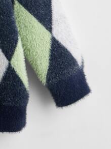 SHEIN Boys Argyle Pattern Cardigan - Multicolor - View 3