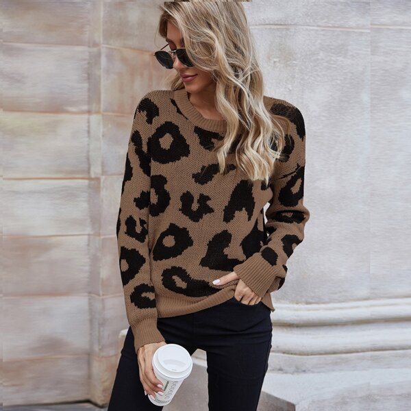 

Graphic Pattern Drop Shoulder Sweater, Multicolor