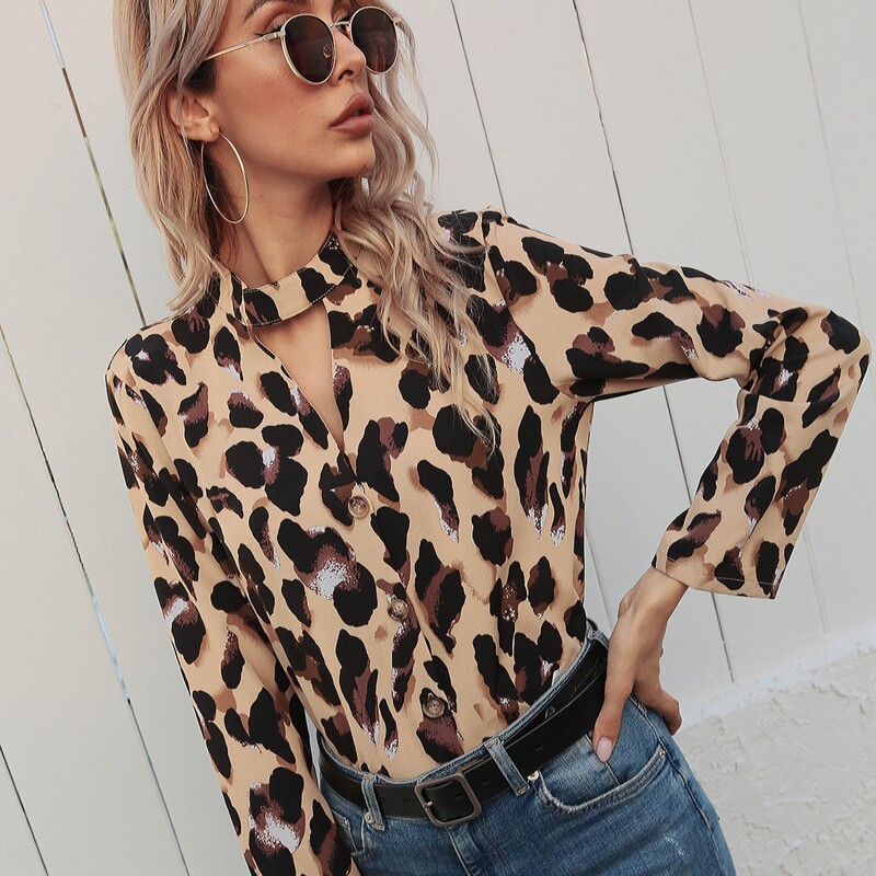 

All Over Print Button Front Blouse, Multicolor