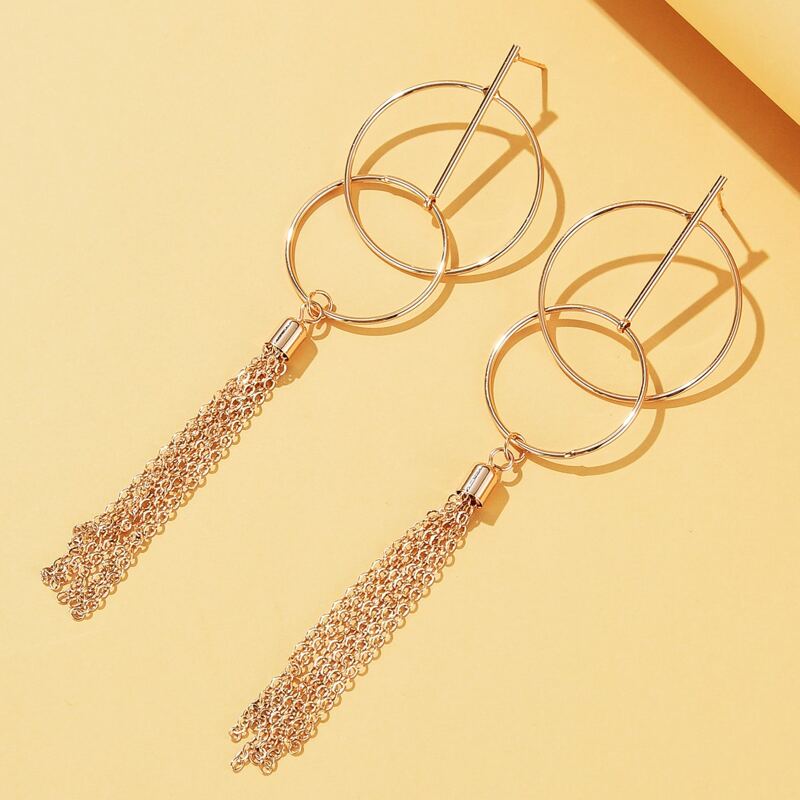 

Ring Tassel Drop Earrings, Gold