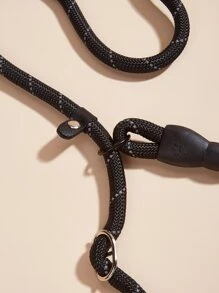 1 件尼龍夜間反光遛寵物牽引帶,適合中小型寵物 - 黑色 - 查看 2