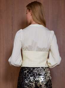 SHEIN Frenchy Plunging Gather Detail Blouse Winter Elegant