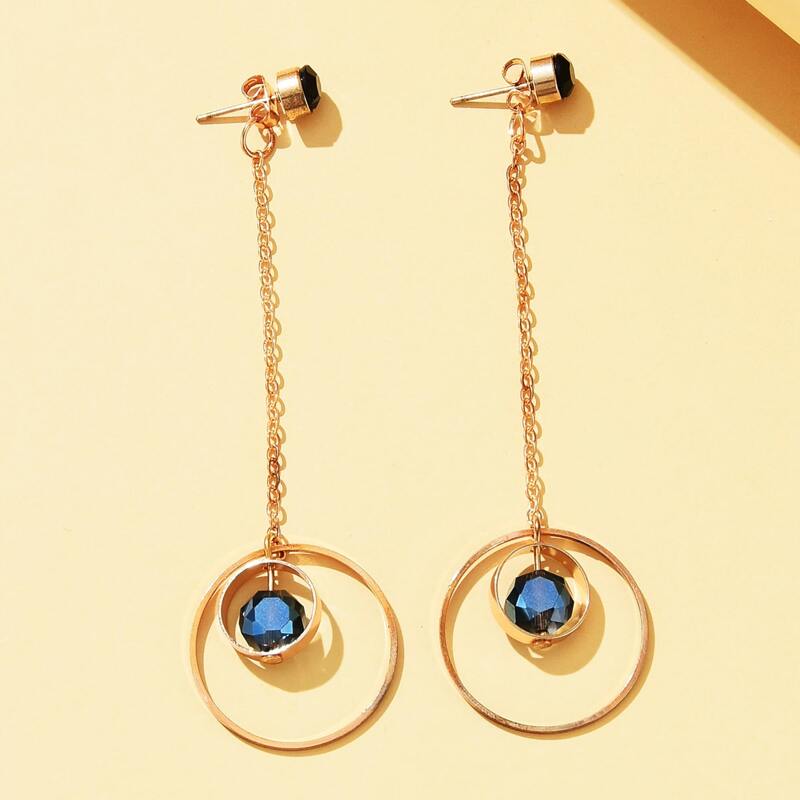 

Ring Chain Drop Earrings, Gold