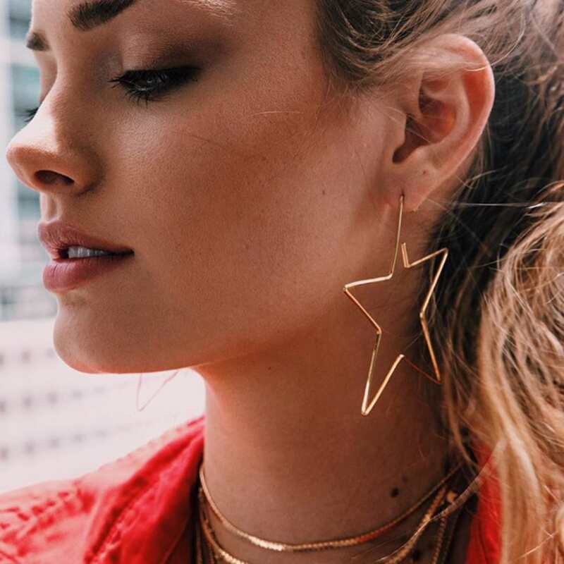 

Oversized Star Drop Earrings, Gold