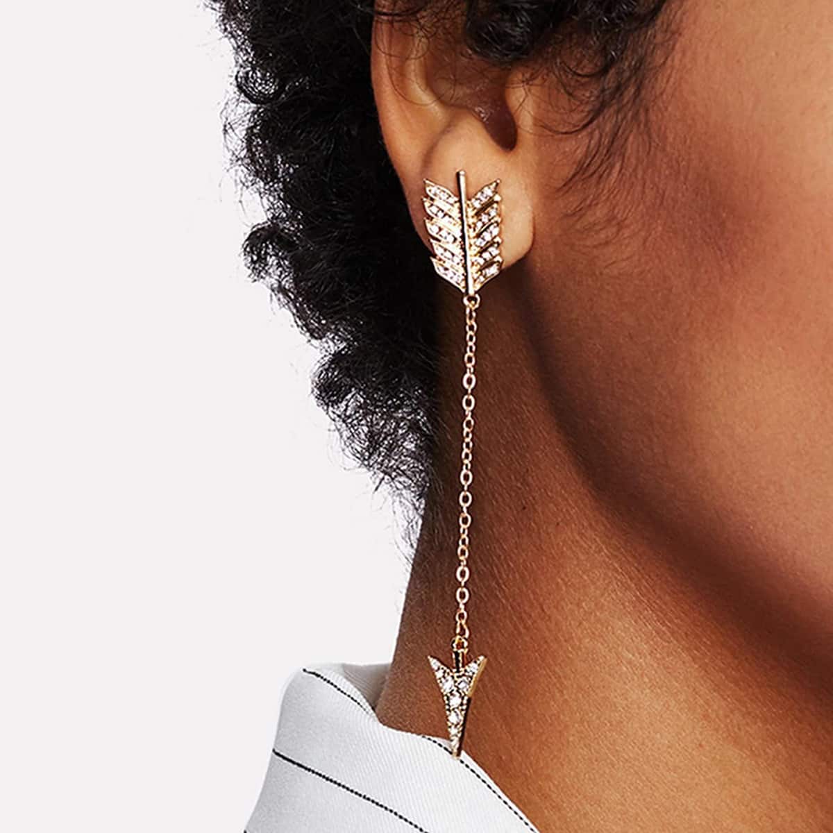 

Rhinestone Arrow Drop Earrings, Gold