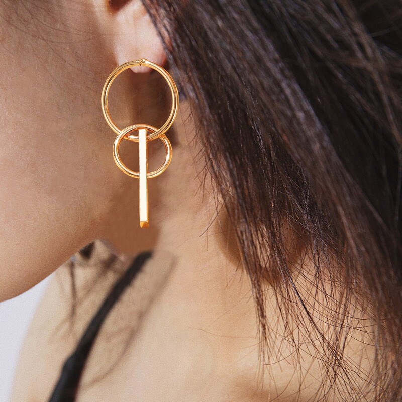 

Hoop & Bar Drop Earrings, Gold