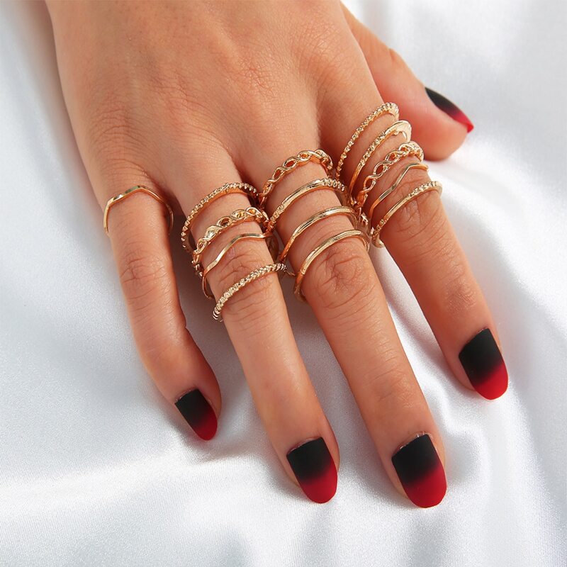 

14pcs Minimalist Skinny Ring, Gold