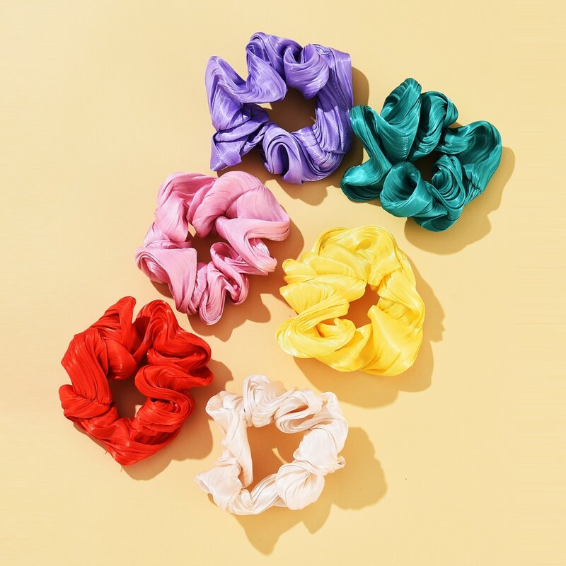 

2pcs Random Plain Scrunchie, Multicolor