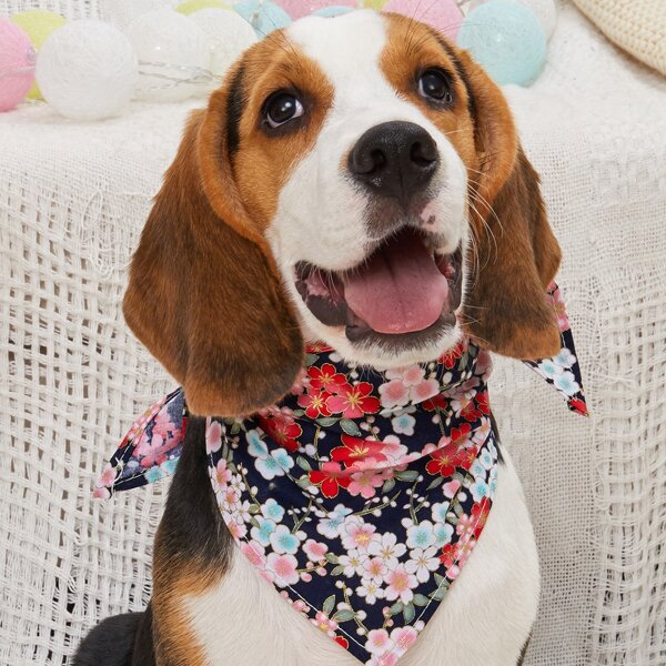 

1pc Floral Pattern Random Dog Bandana, Multicolor