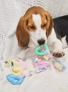 1入組tpr材質編織繩結寵物玩具,適用於小型和中型室內寵物遊戲,多種混合顏色 - 彩色 - 查看 1