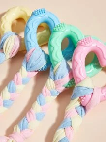 1入組tpr材質編織繩結寵物玩具,適用於小型和中型室內寵物遊戲,多種混合顏色 - 彩色 - 查看 5