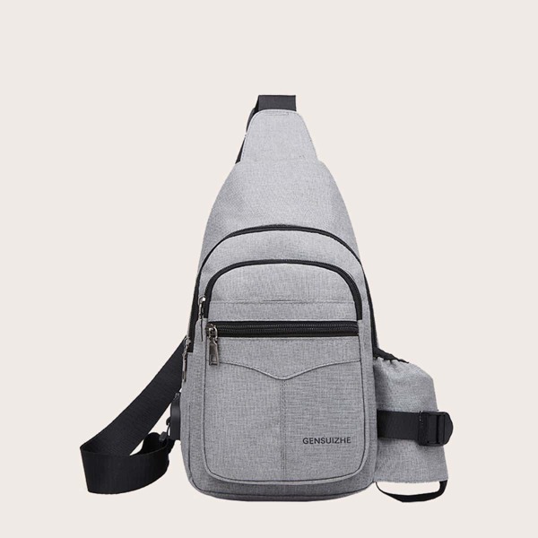 

Men Zip Front Sling Bag, Grey