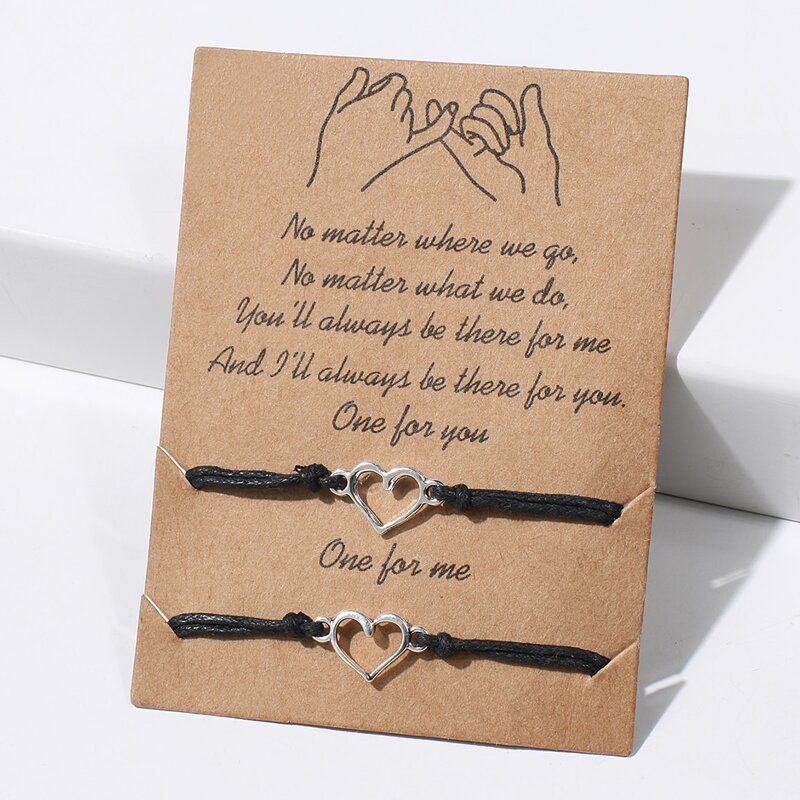 

Heart Linked Rope Bracelet, Black