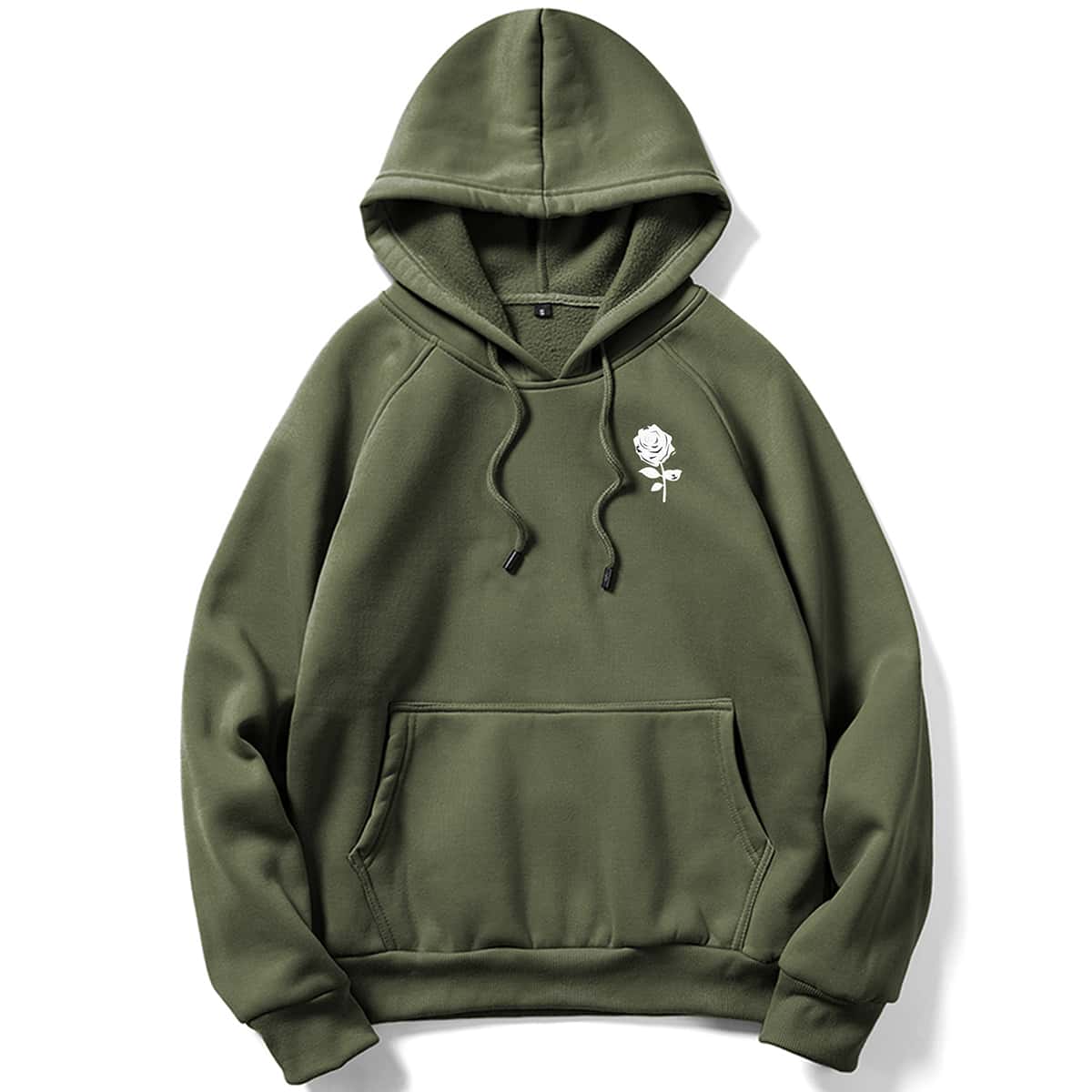 

Guys Rose Graphic Pocket Hoodie, Army green