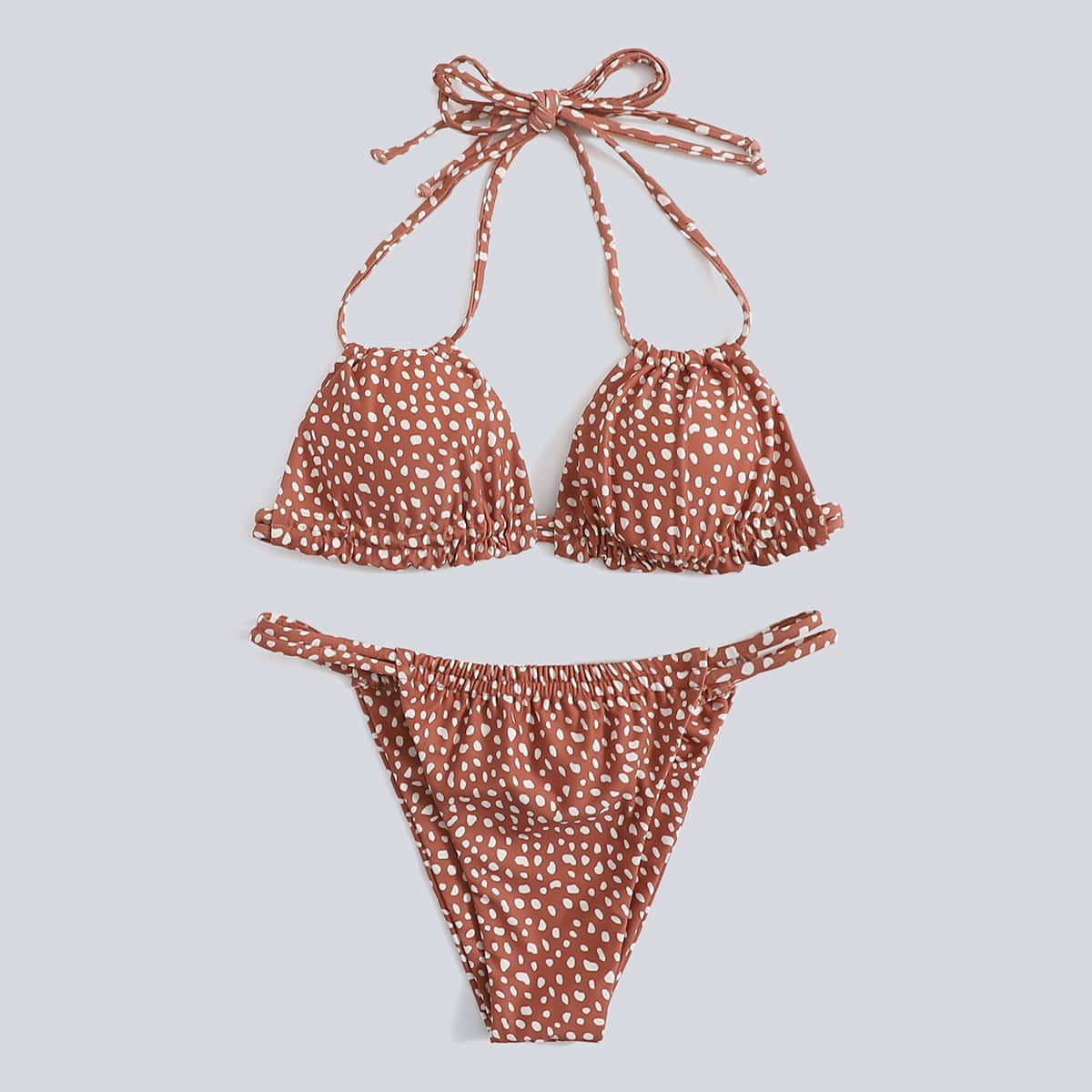 

Dalmatian Halter Tanga Bikini Swimsuit, Redwood