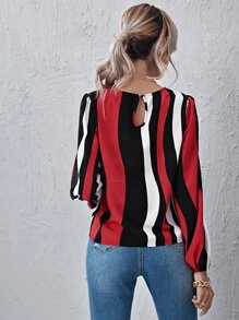 SHEIN Clasi 燈籠袖拼色上衣 - 彩色 - 查看 2