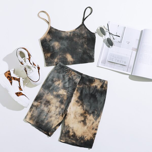 

Tie Dye Cami Top and Biker Shorts Set, Multicolor