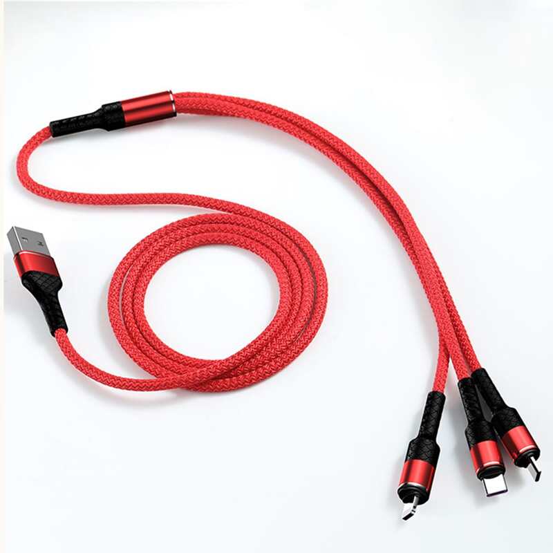 

3 In 1 Phone Data Cable, Red