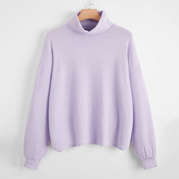 

Plus Funnel Neck Drop Shoulder Tee, Pastel lilac purple