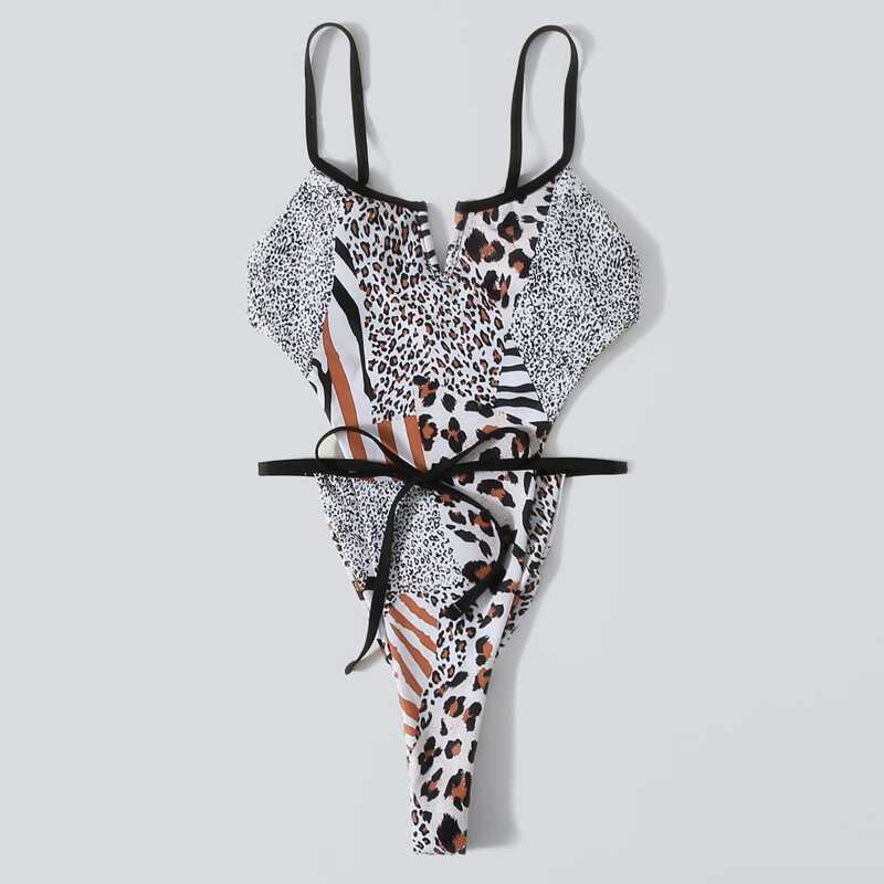 

Animal V Wired High Leg One Piece Swimsuit, Multicolor