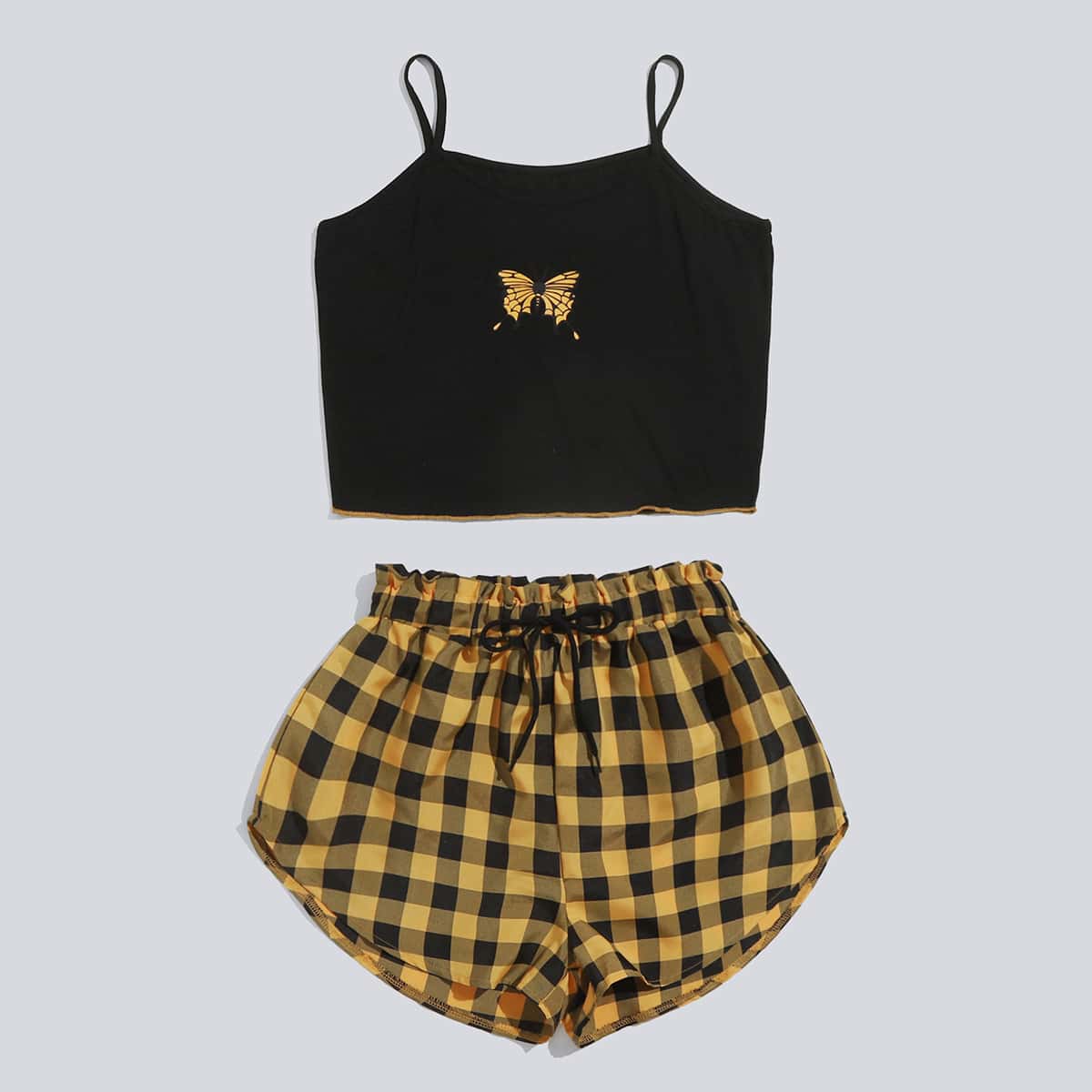 

Butterfly Plaid Shorts PJ Set, Multicolor