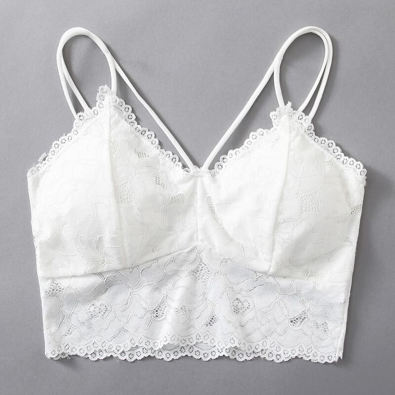

Solid Lace Bralette, White