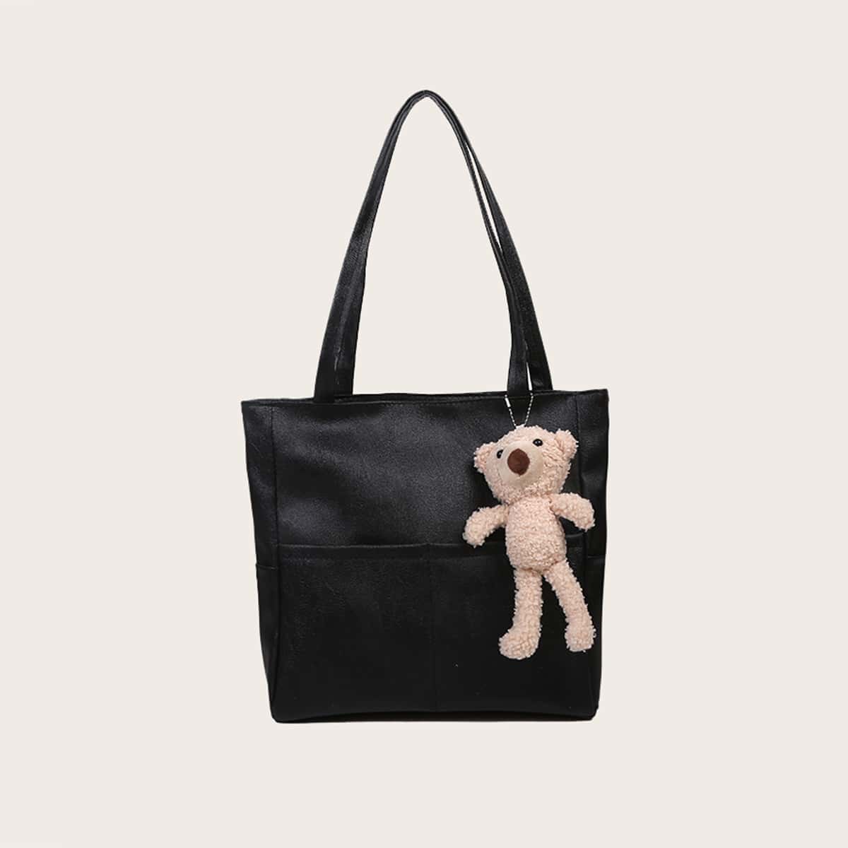 

Toy Bear Decor Tote Bag, Black