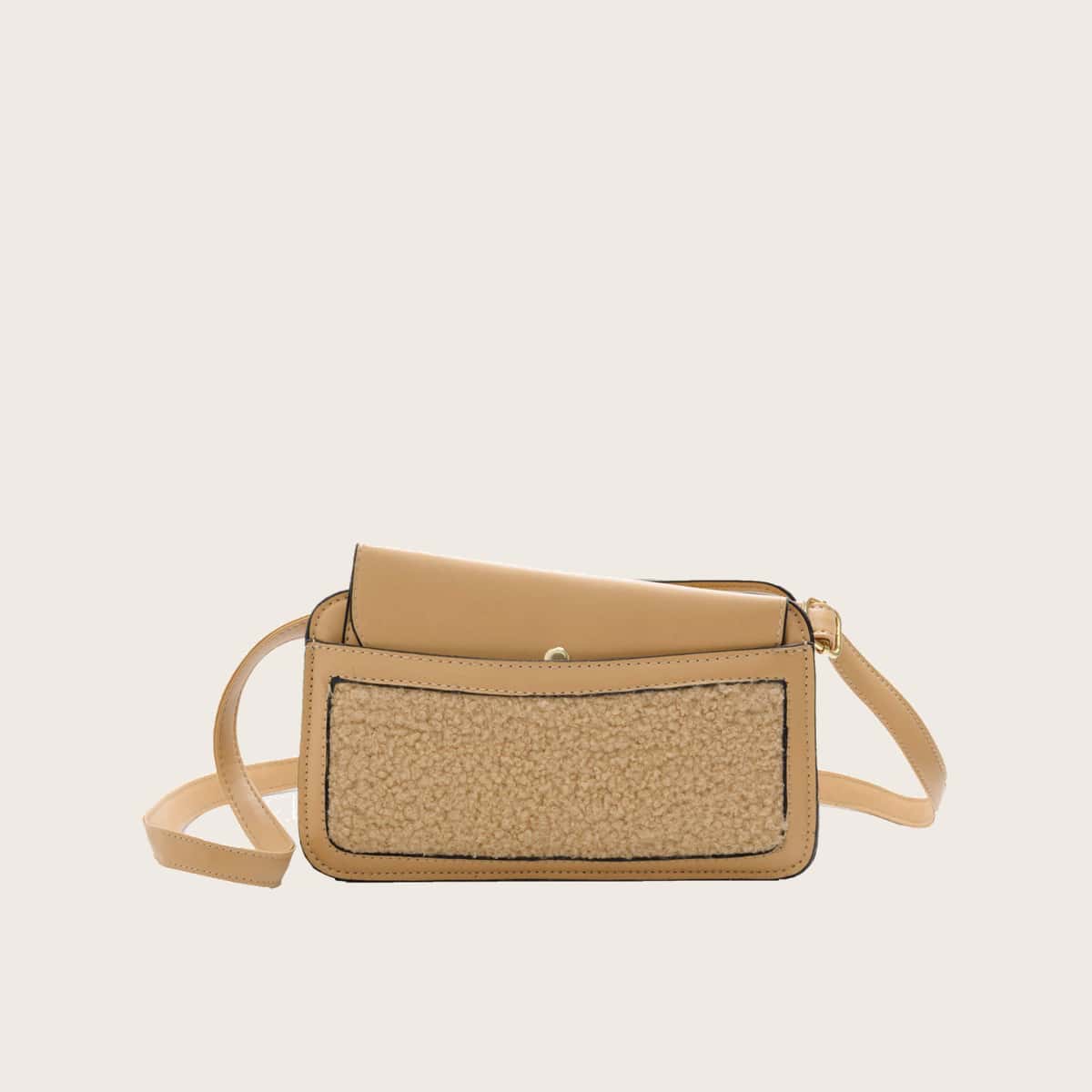 

Fluffy Decor Crossbody Bag With Purse, Khaki
