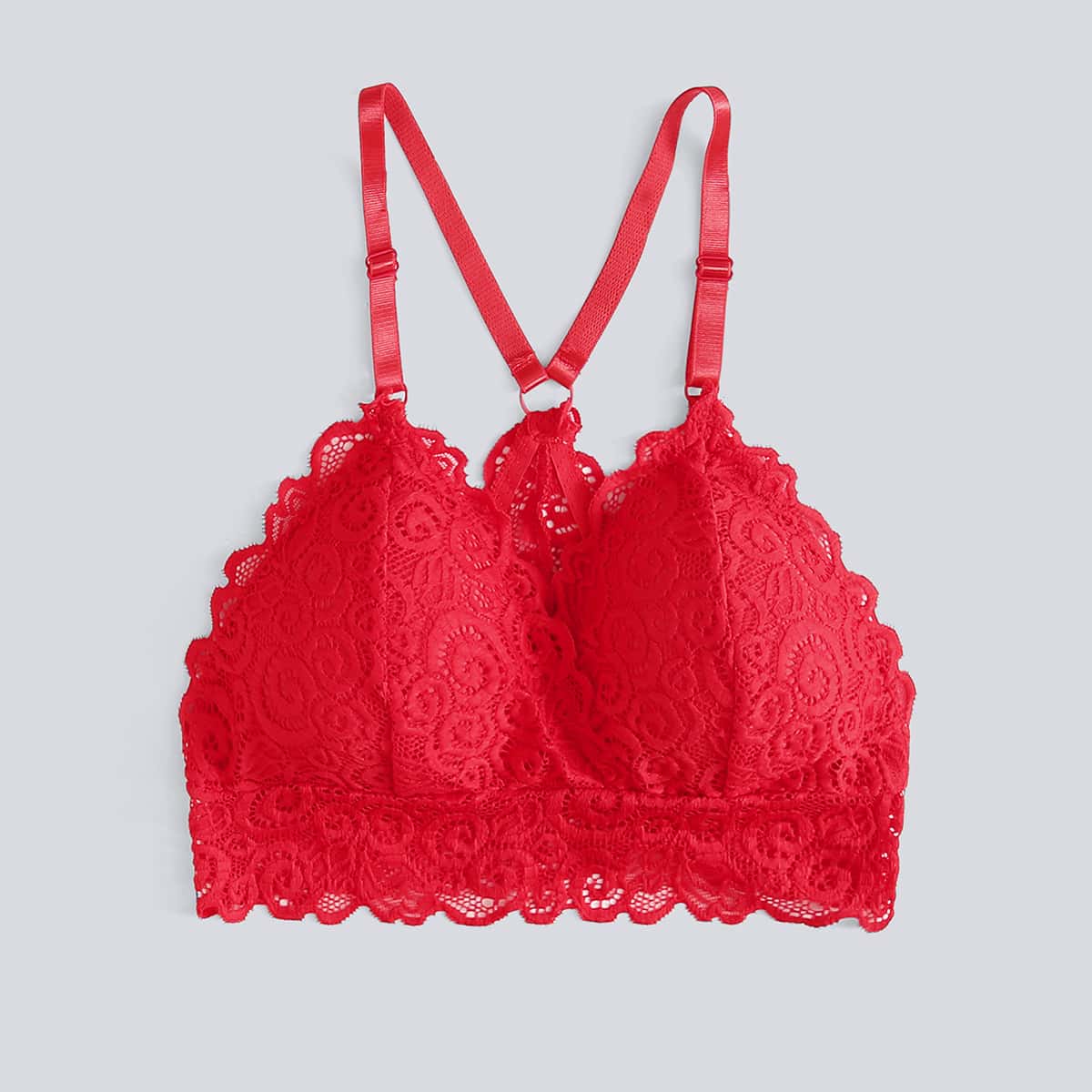 

Solid Lace Bralette, Red
