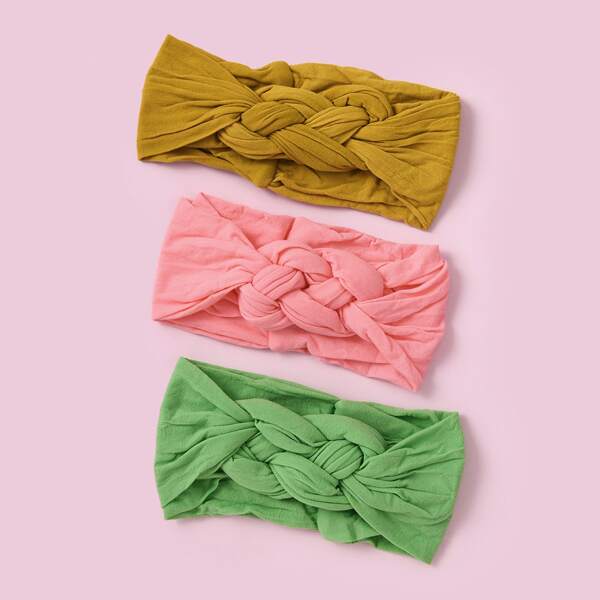 

3pcs Baby Simple Plain Headband, Multicolor
