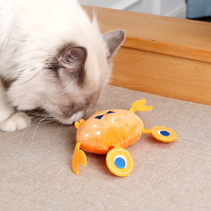 

Crab Design Cat Plush Toy, Orange
