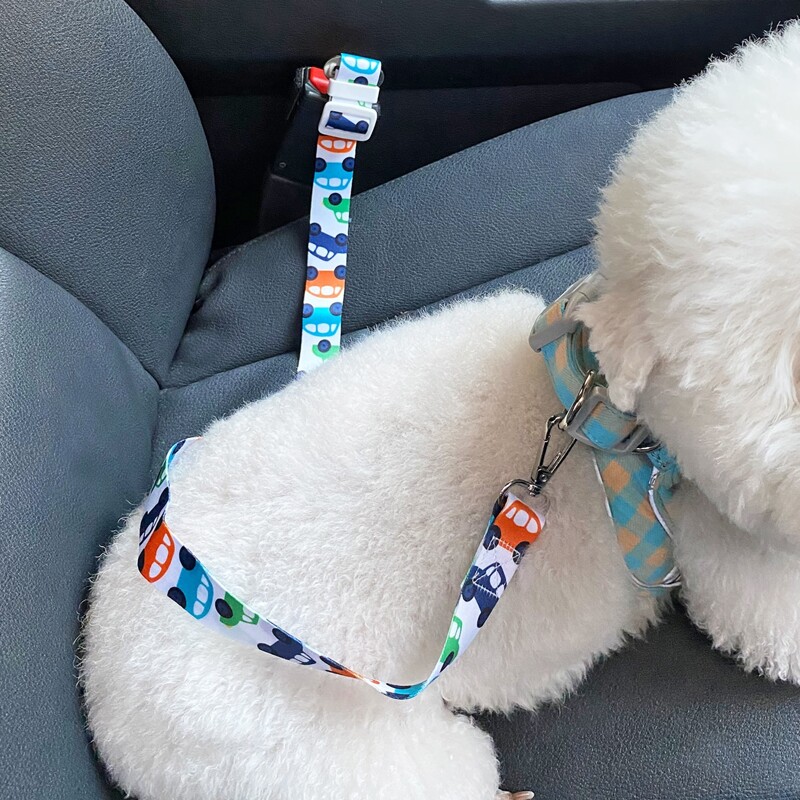

Cartoon Car Print Dog Car Seat Belt, Multicolor