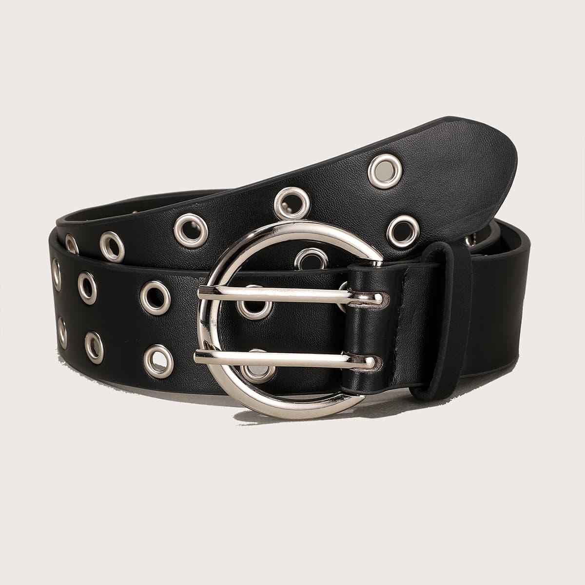 

Grommet Ring Buckle Belt, Black