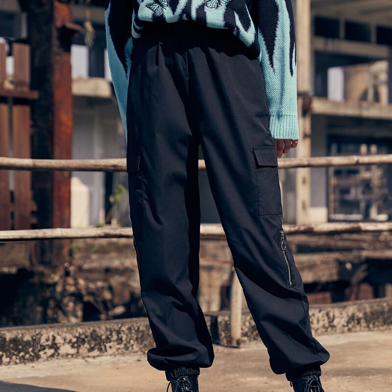 

Solid Cargo Pants, Black