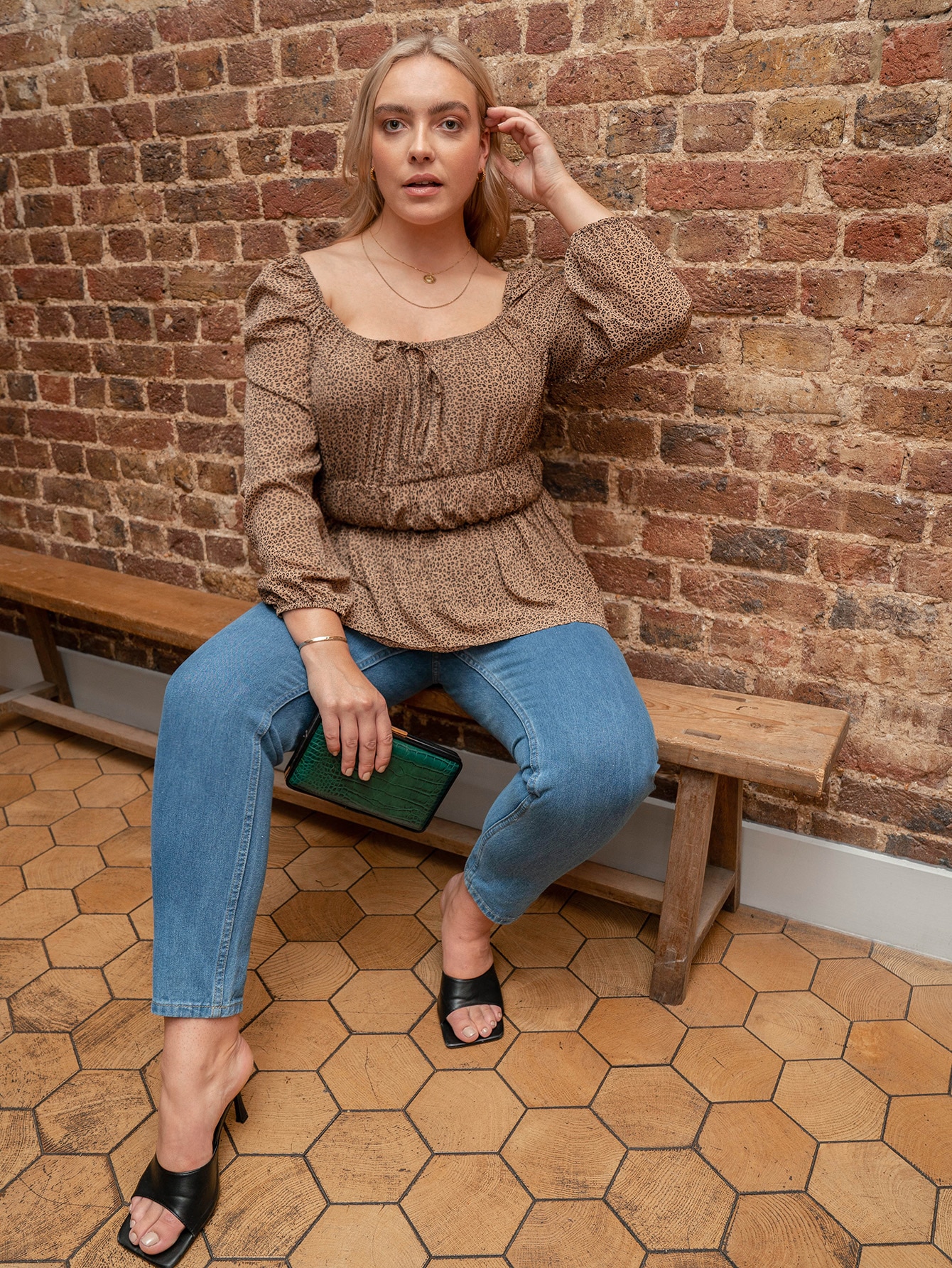 Plus Allover Print Knot Milkmaid Blouse thumbnail