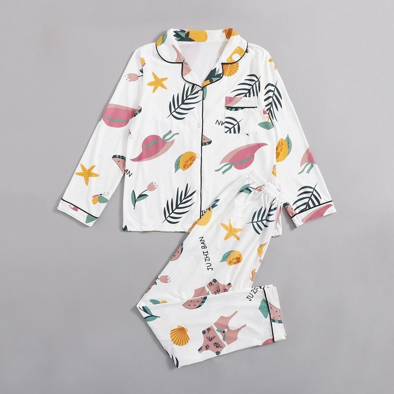 

Cartoon Print PJ Set, Multicolor